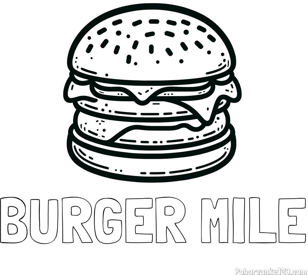 Pobarvanka imena BURGER MILE in preprosta pobarvanka hamburgerja
