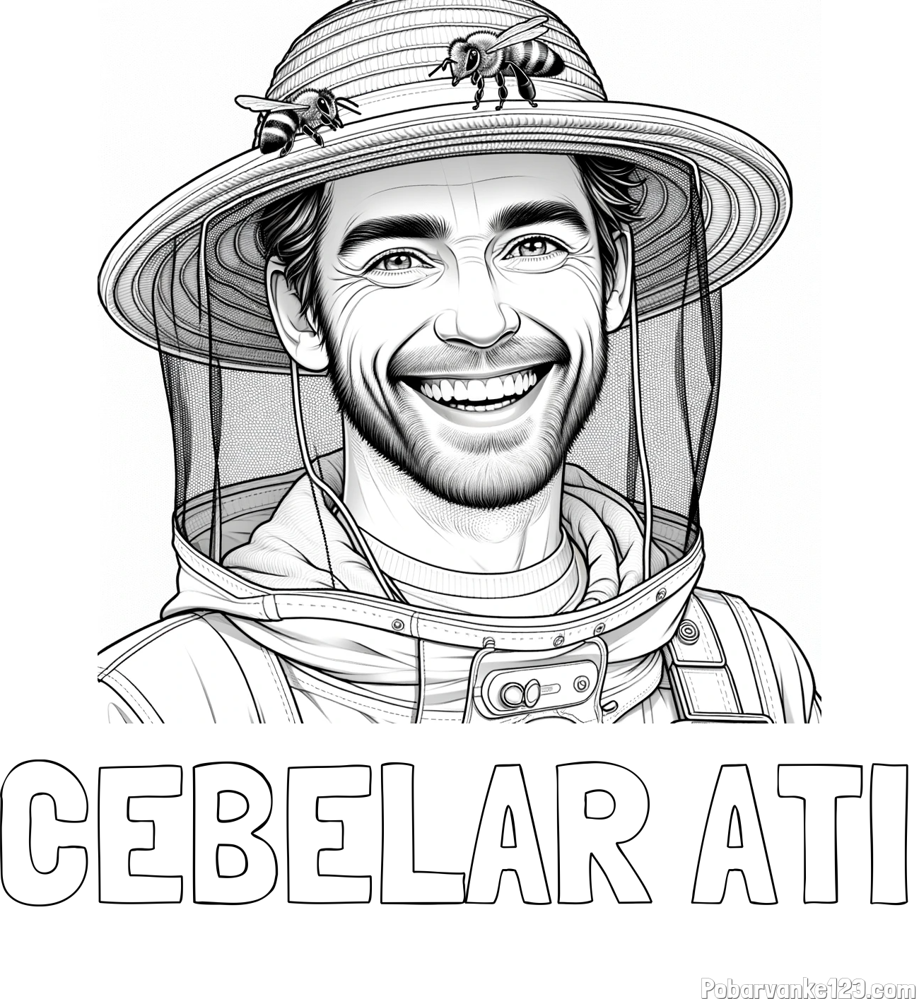 Pobarvanka imena ČEBELAR ATI in pobarvanka veselega čebelarja