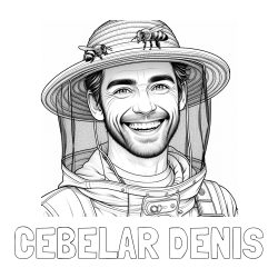 Online izdelana pobarvanka - Pobarvanka imena ČEBELAR DENIS in pobarvanka veselega čebelarja