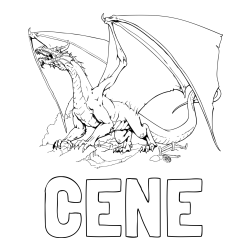 Online izdelana pobarvanka - Pobarvanka imena CENE in pobarvanka strašnega zmaja