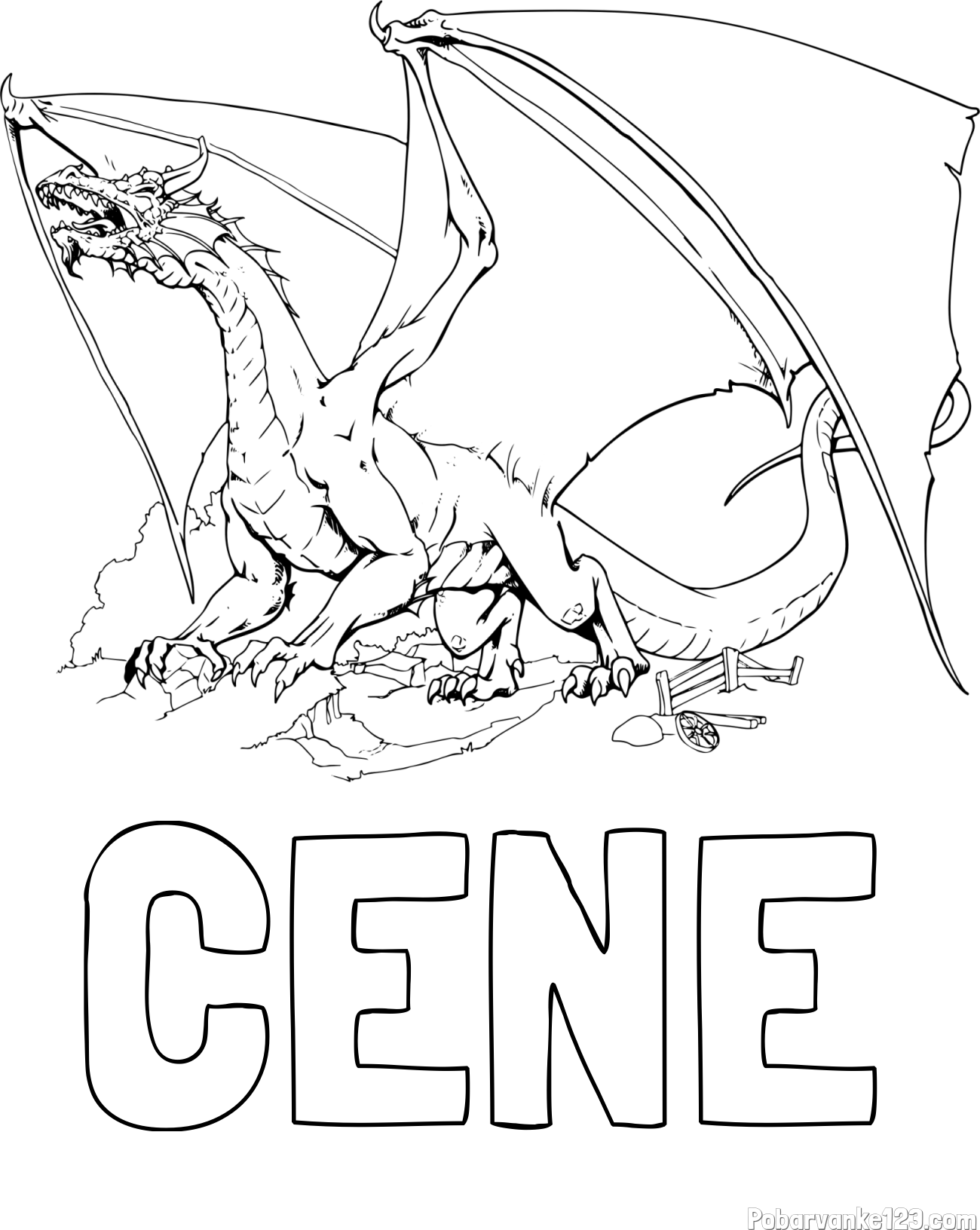 Pobarvanka imena CENE in pobarvanka strašnega zmaja