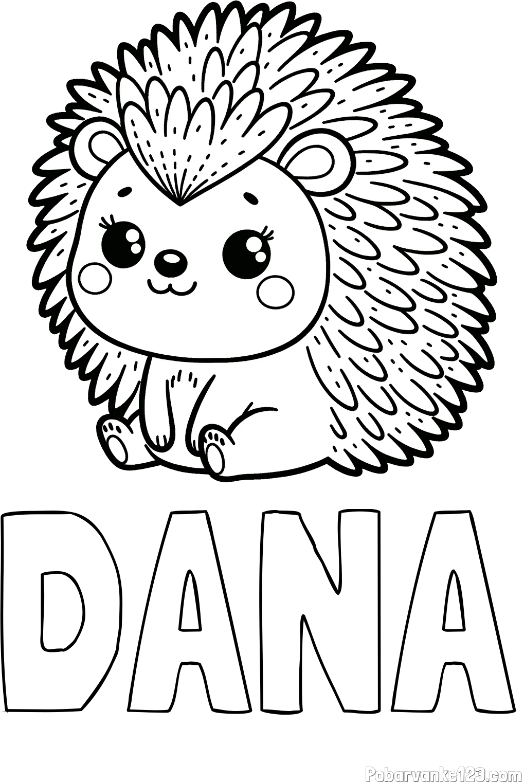 Pobarvanka imena DANA in pobarvanka nasmejanega ježka