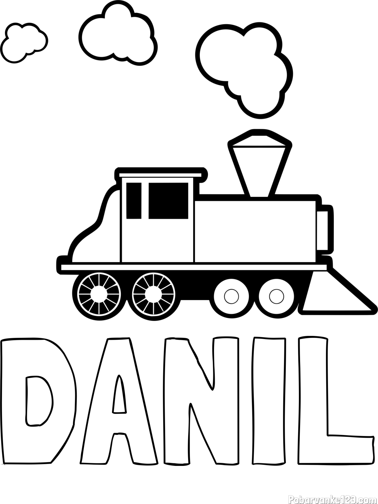 Pobarvanka imena DANIL in pobarvanka parne lokomotive