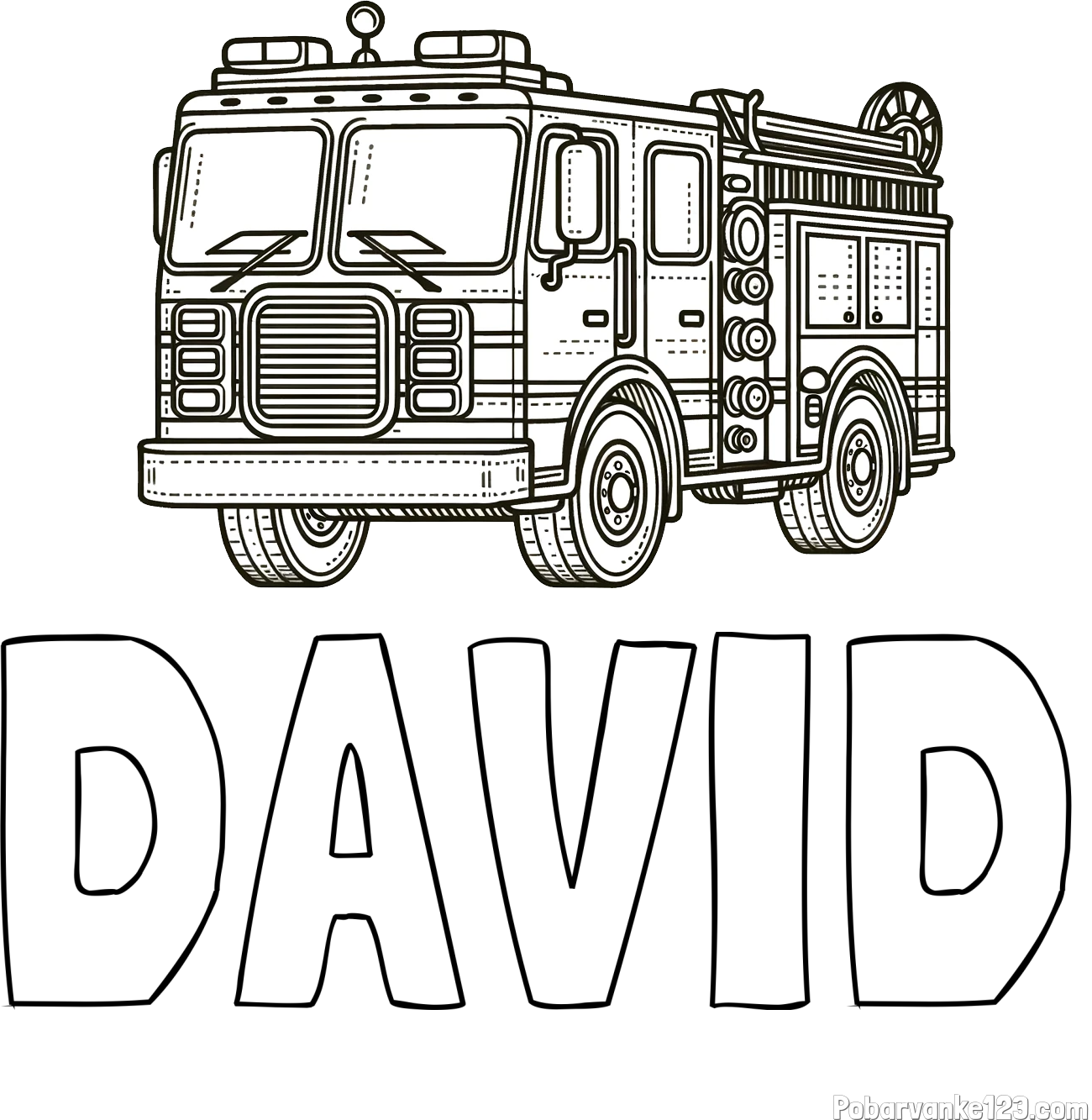 Pobarvanka imena DAVID in pobarvanka gasilskega avta