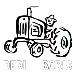 Online izdelana pobarvanka - Pobarvanka imena DEDI      BORIS in preprosta pobarvanka traktorja