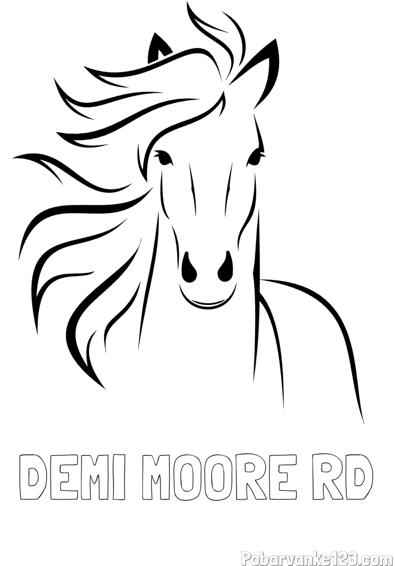 Pobarvanka imena DEMI MOORE RD in lepa pobarvanka konja