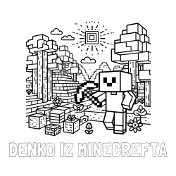 Online izdelana pobarvanka - Pobarvanka imena DENKO IZ MINECREFTA in pobarvanka Minecraft sveta