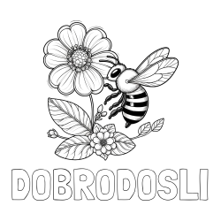 Online izdelana pobarvanka - Pobarvanka imena DOBRODOŠLI in otroška pobarvanka čebelice in rožice