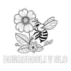 Online izdelana pobarvanka - Pobarvanka imena DOBRODOSLI V SLO in otroška pobarvanka čebelice in rožice