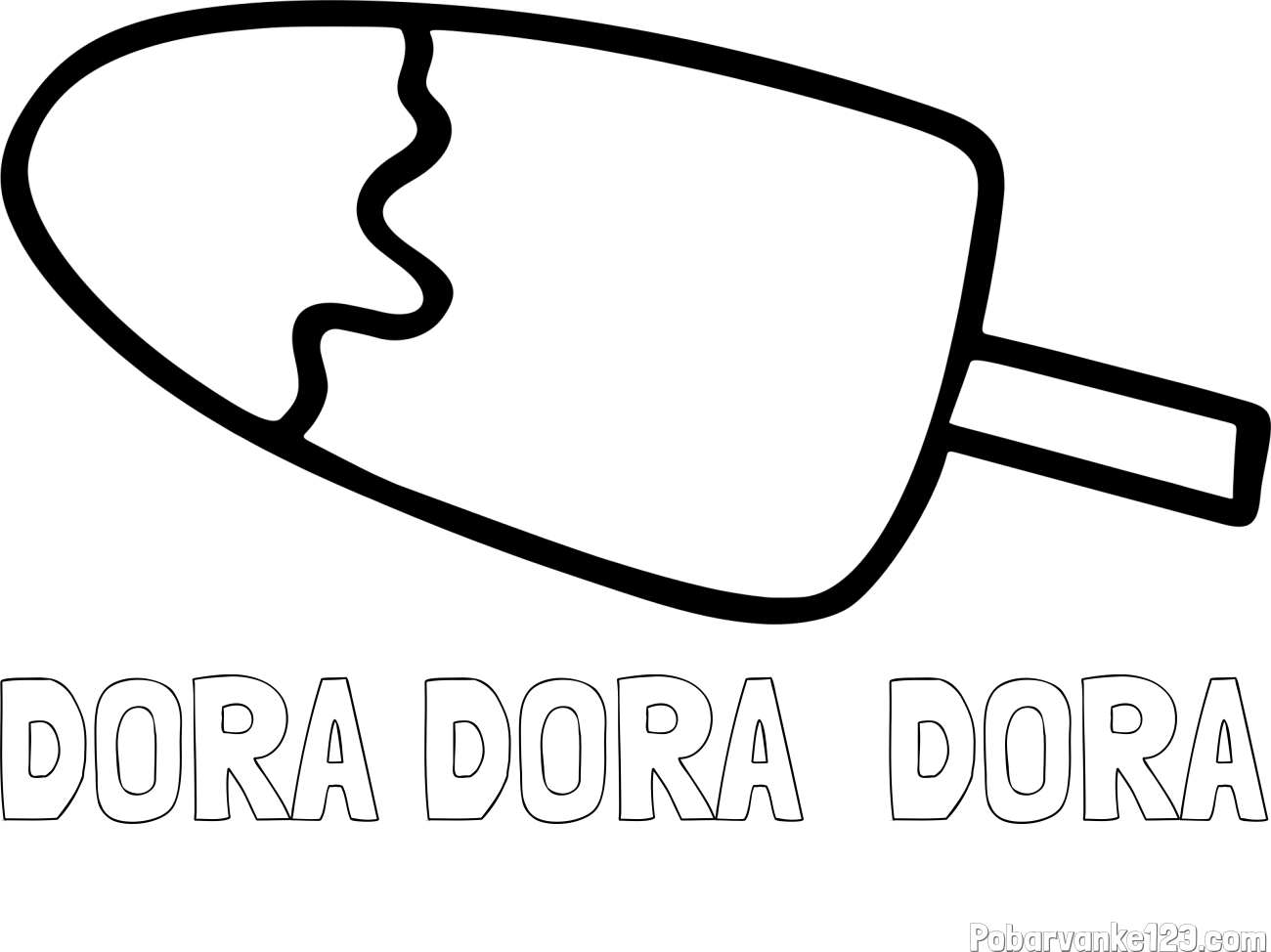 Pobarvanka imena DORA DORA  DORA in pobarvanka lučke (sladoled na palčki)