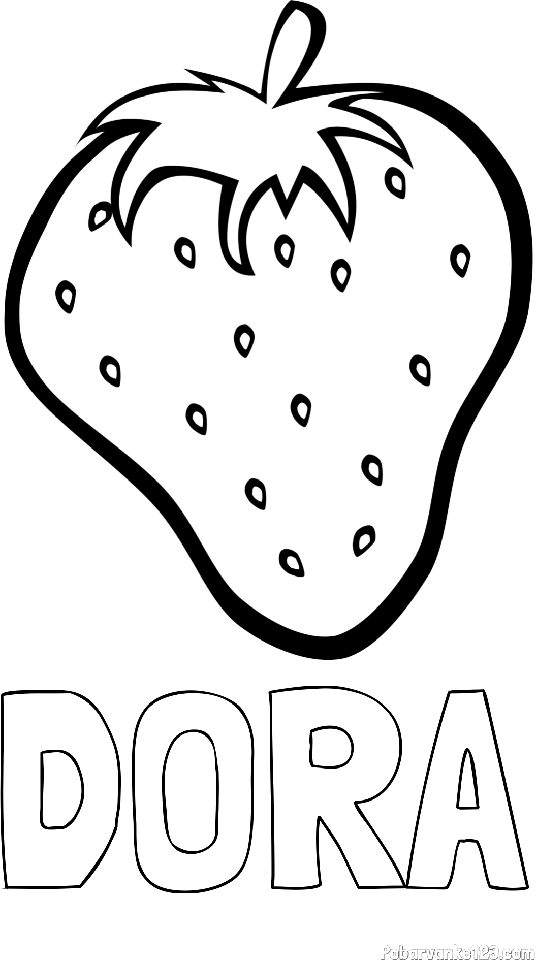 Pobarvanka imena DORA in pobarvanka sočne jagode