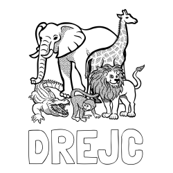 Online izdelana pobarvanka - Pobarvanka imena DREJC in pobarvanka živali iz živalskega vrta
