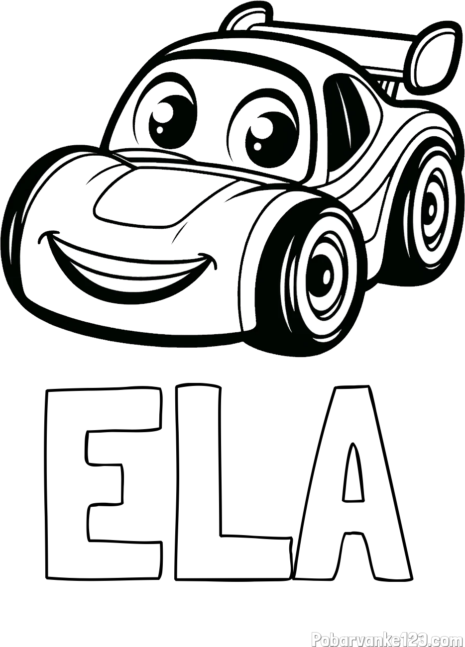 Pobarvanka imena ELA in pobarvanka otroškega avtomobila
