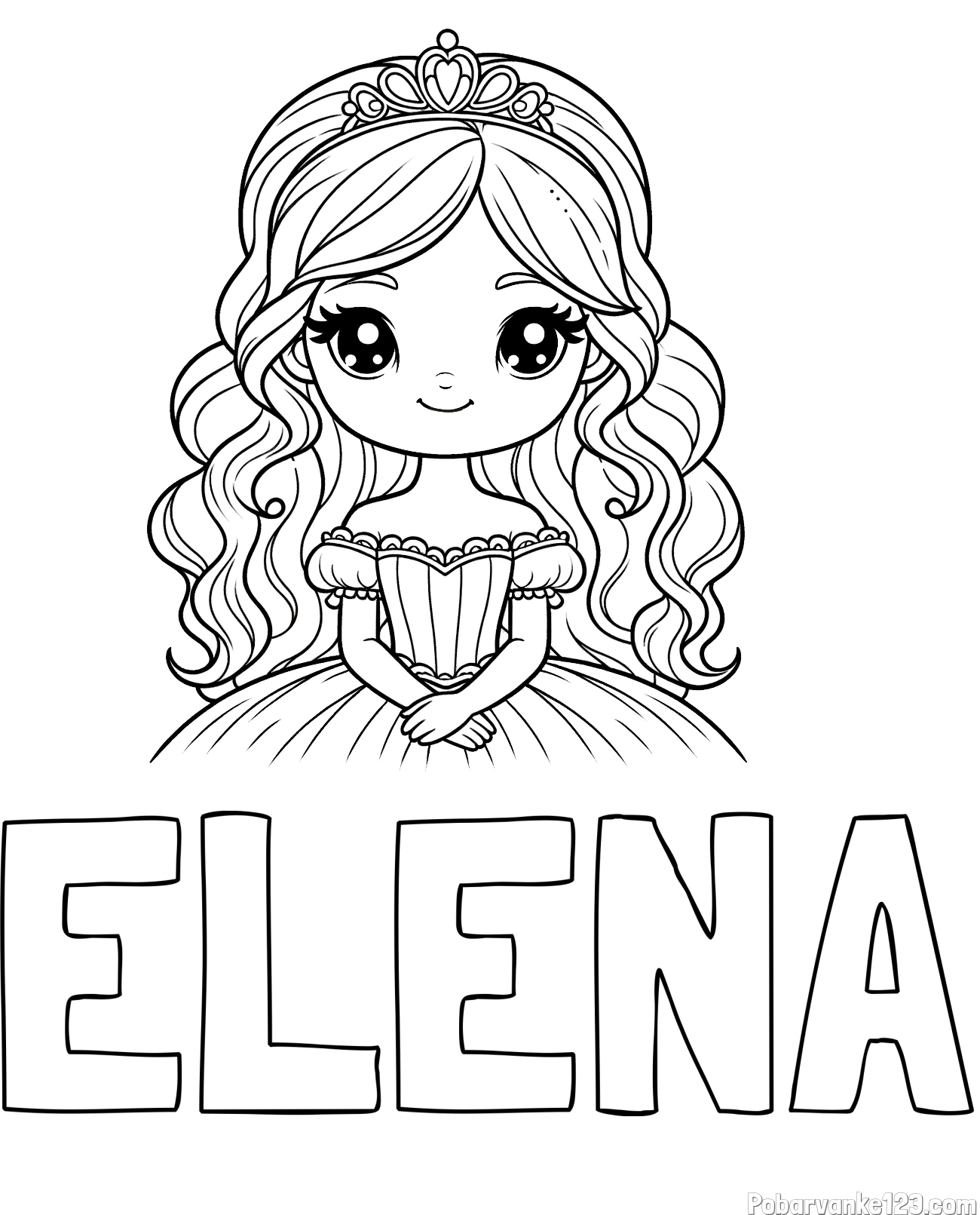 Pobarvanka imena ELENA in pobarvanka ljubke princese