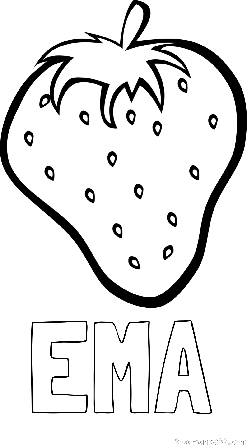 Pobarvanka imena EMA in pobarvanka sočne jagode