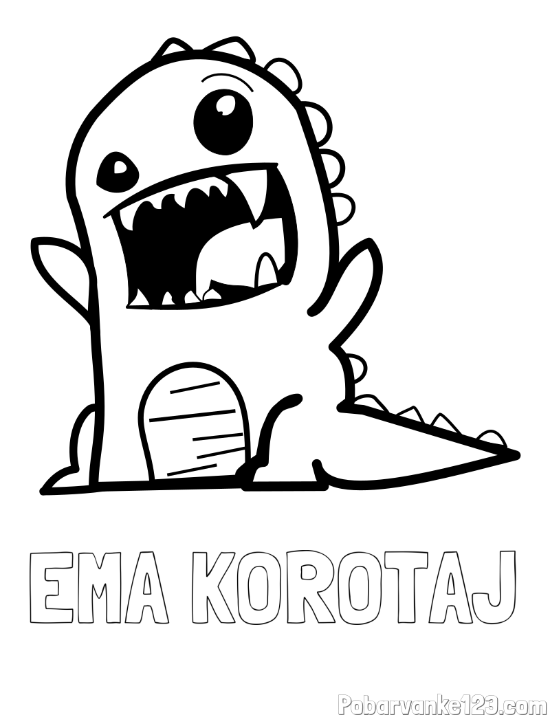 Pobarvanka imena EMA KOROTAJ in pobarvanka strašnega dinozavra