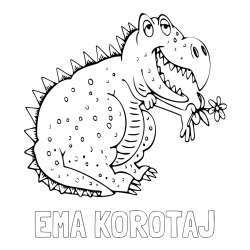 Online izdelana pobarvanka - Pobarvanka imena EMA KOROTAJ in pobarvanka veselega dinozavra