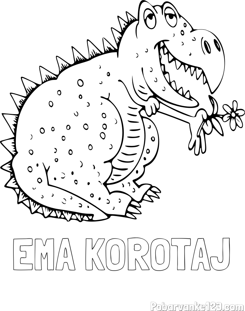 Pobarvanka imena EMA KOROTAJ in pobarvanka veselega dinozavra