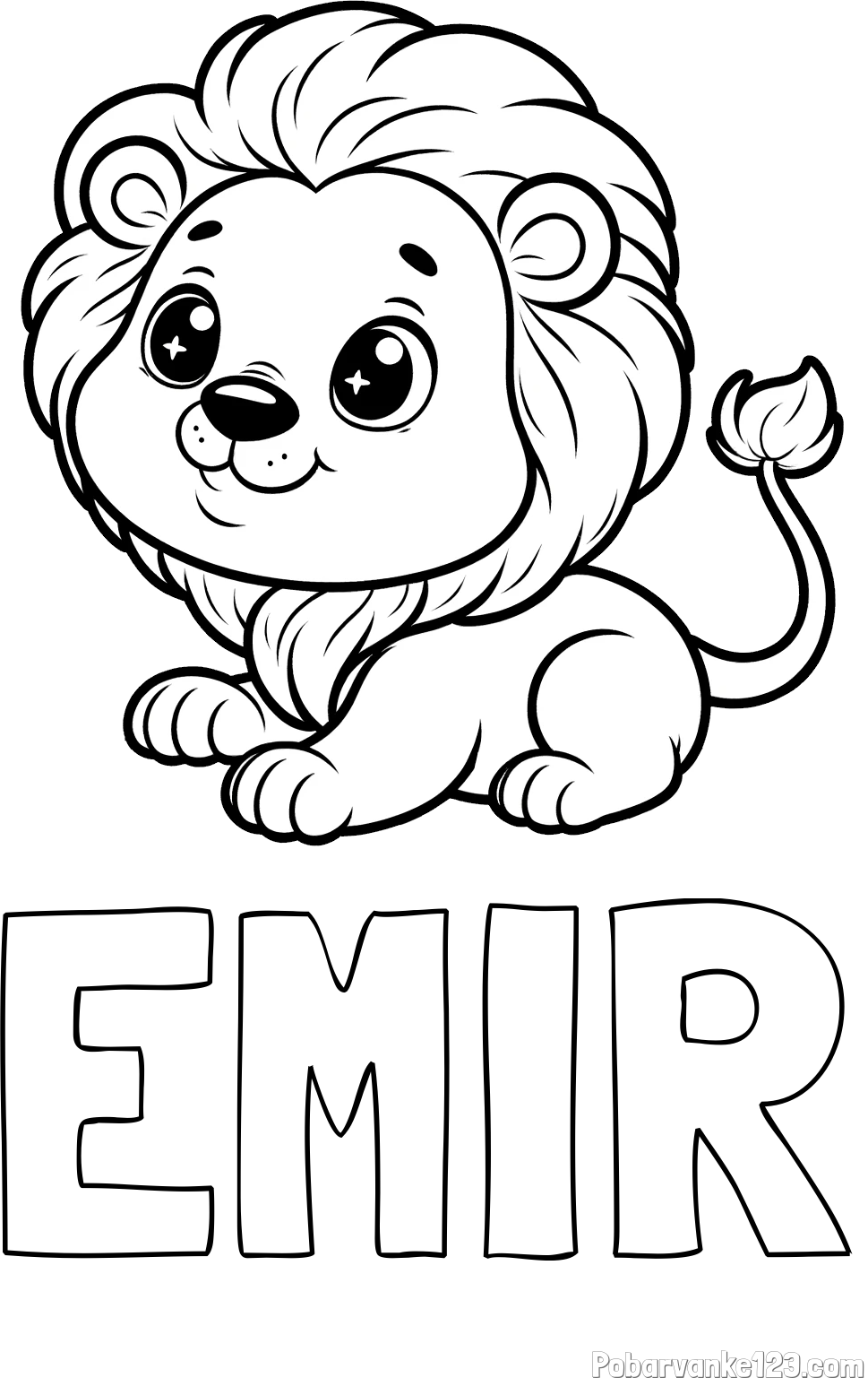 Pobarvanka imena EMIR in pobarvanka igrivega levčka