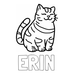 Online izdelana pobarvanka - Pobarvanka imena ERIN in pobarvanka debelušne mačke
