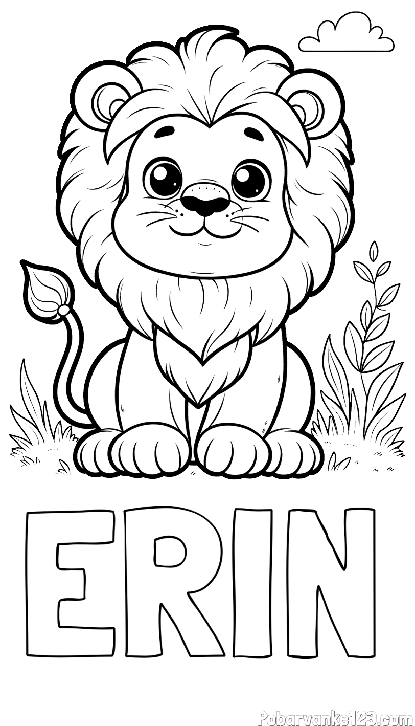 Pobarvanka imena ERIN in pobarvanka ljubkega leva