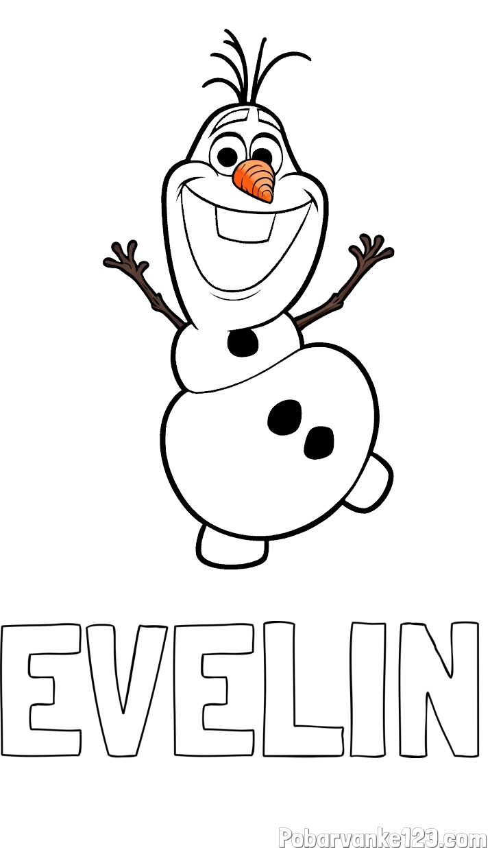 Pobarvanka imena EVELIN in pobarvanka ljubkega snežaka Olaf
