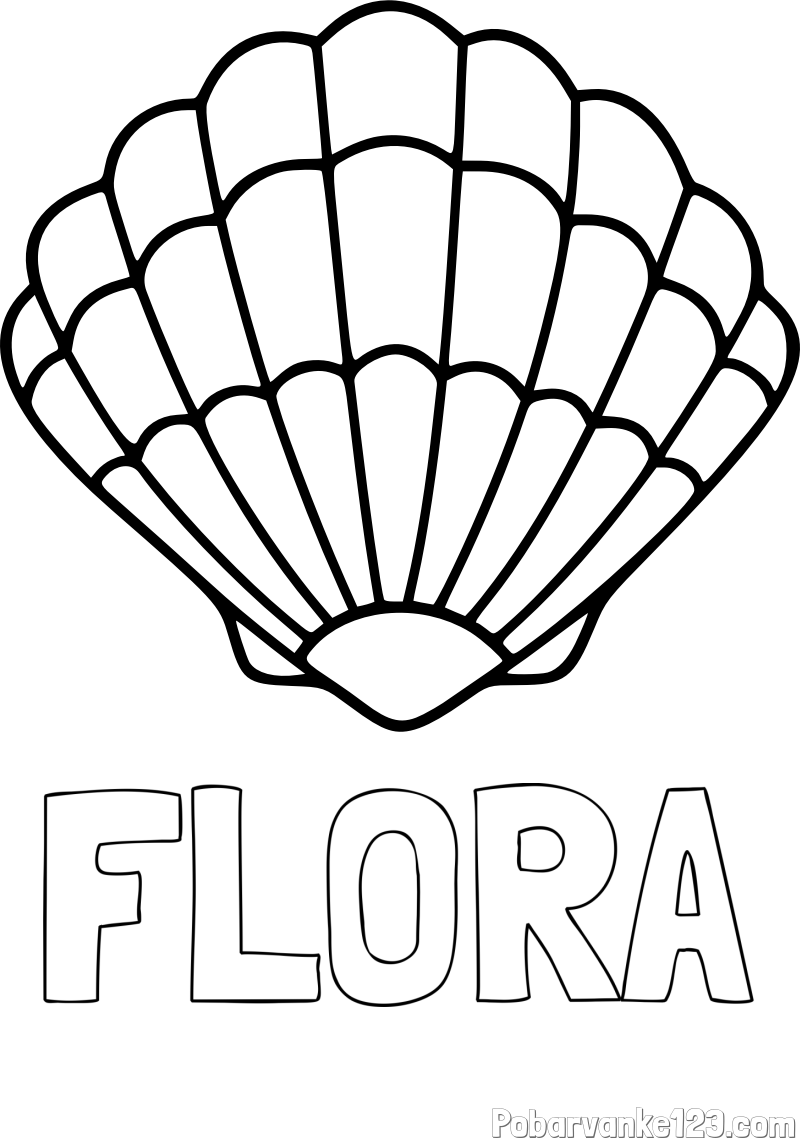 Pobarvanka imena FLORA in pobarvanka školjke