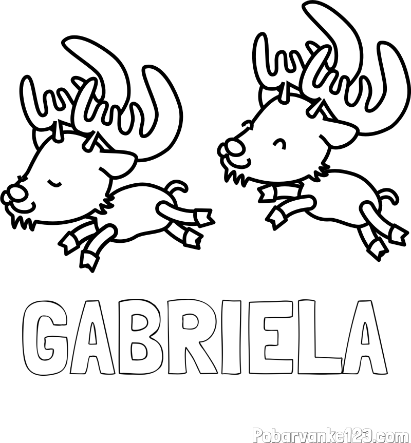 Pobarvanka imena GABRIELA in jelenčka