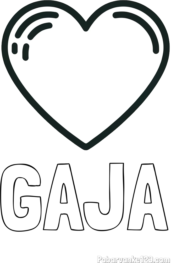 Pobarvanka imena GAJA in pobarvanka lepega srčka