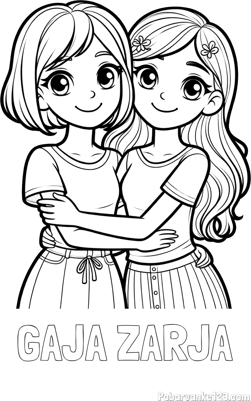 Pobarvanka imena GAJA ZARJA in pobarvanka ljubkih prijateljic