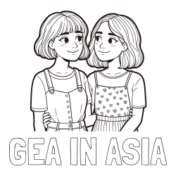 Online izdelana pobarvanka - Pobarvanka imena GEA IN ASIA in pobarvanka dveh najboljših prijateljic