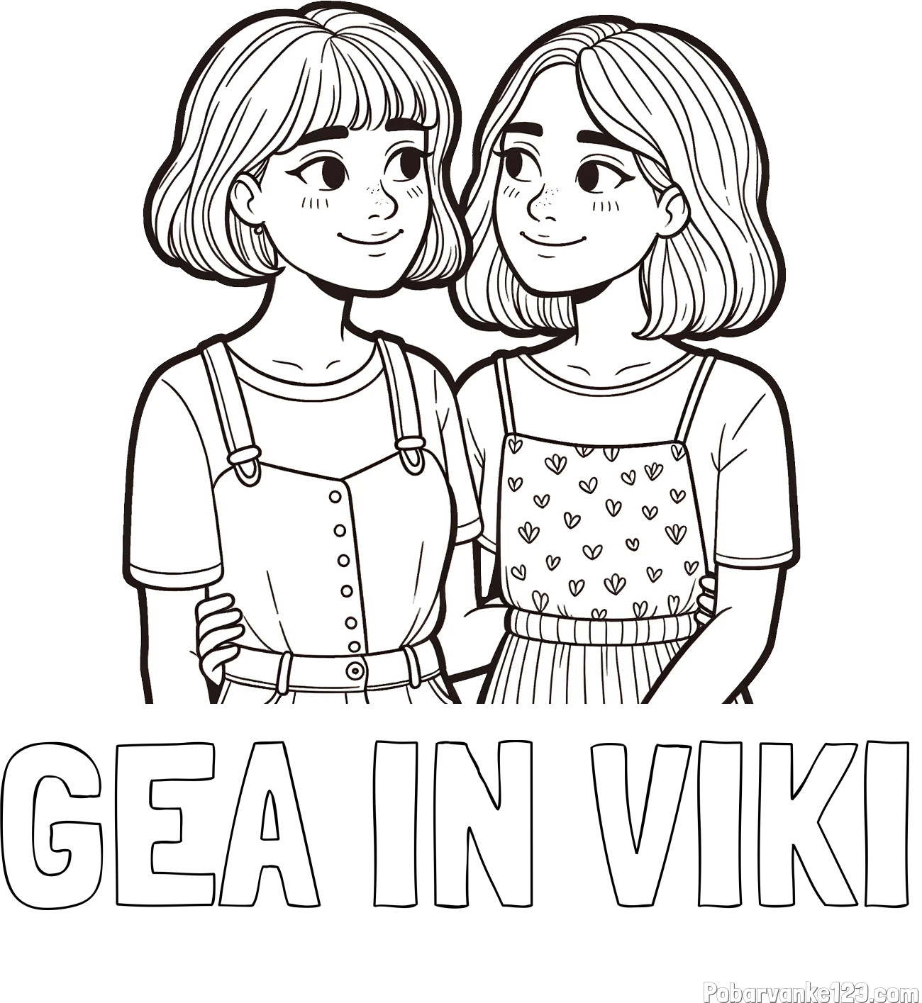 Pobarvanka imena GEA IN VIKI in pobarvanka dveh najboljših prijateljic