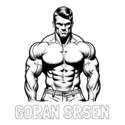 Online izdelana pobarvanka - Pobarvanka imena GORAN SRŠEN in pobarvanka bodybuilder-ja