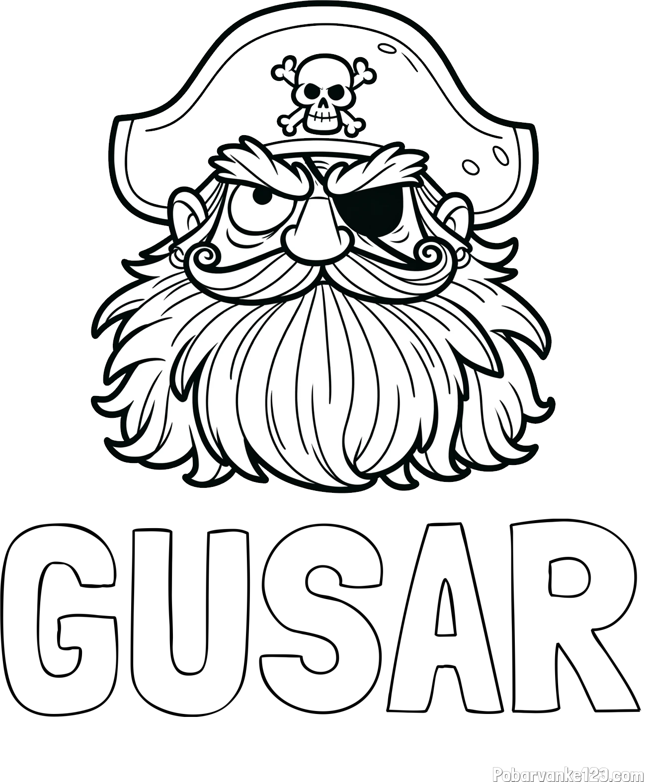Pobarvanka imena GUSAR in pobarvanka gusarja