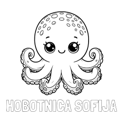 Online izdelana pobarvanka - Pobarvanka imena HOBOTNICA SOFIJA in otroška pobarvanka ljubke hobotnice