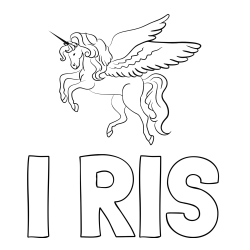 Online izdelana pobarvanka - Pobarvanka imena I RIS in lepa pobarvanka samoroga