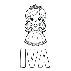 Online izdelana pobarvanka - Pobarvanka imena IVA in pobarvanka ljubke princeske