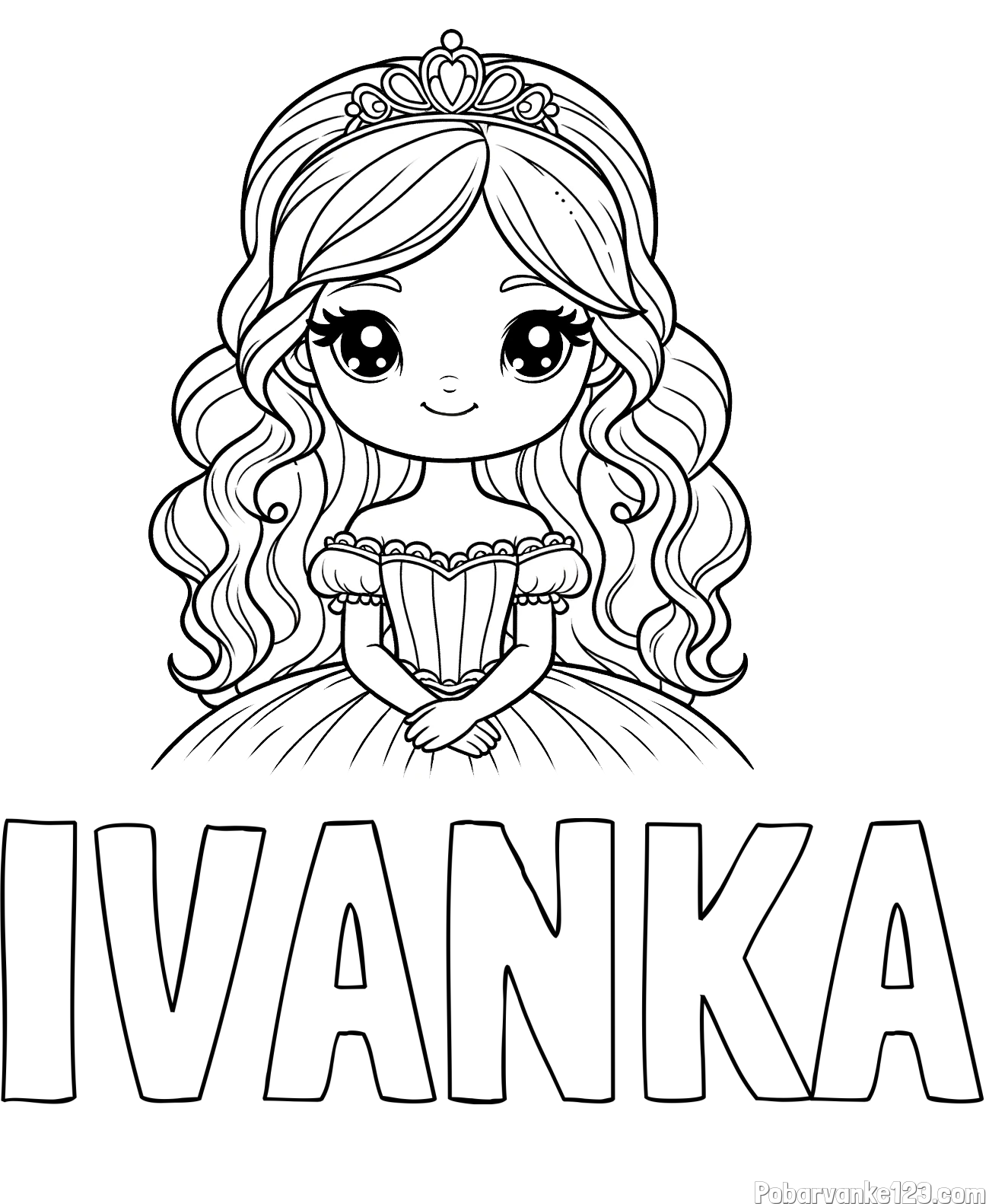 Pobarvanka imena IVANKA in pobarvanka ljubke princese