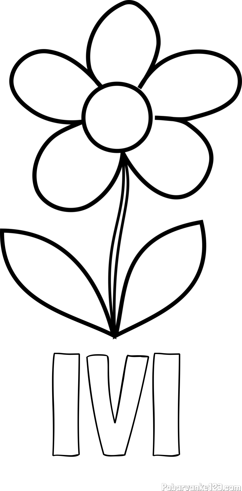 Pobarvanka imena IVI in otroška pobarvanka rože