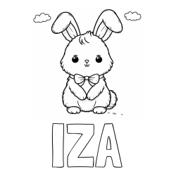 Online izdelana pobarvanka - Pobarvanka imena IZA in pobarvanka prikupnega zajčka