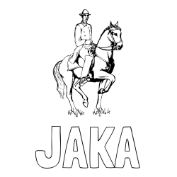 Online izdelana pobarvanka - Pobarvanka imena JAKA in pobarvanka dresure konja