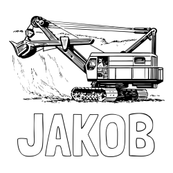 Online izdelana pobarvanka - Pobarvanka imena JAKOB in pobarvanka bagra 2