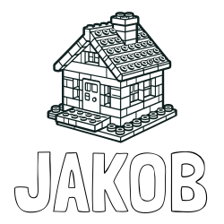 Online izdelana pobarvanka - Pobarvanka imena JAKOB in pobarvanka LEGO hiške