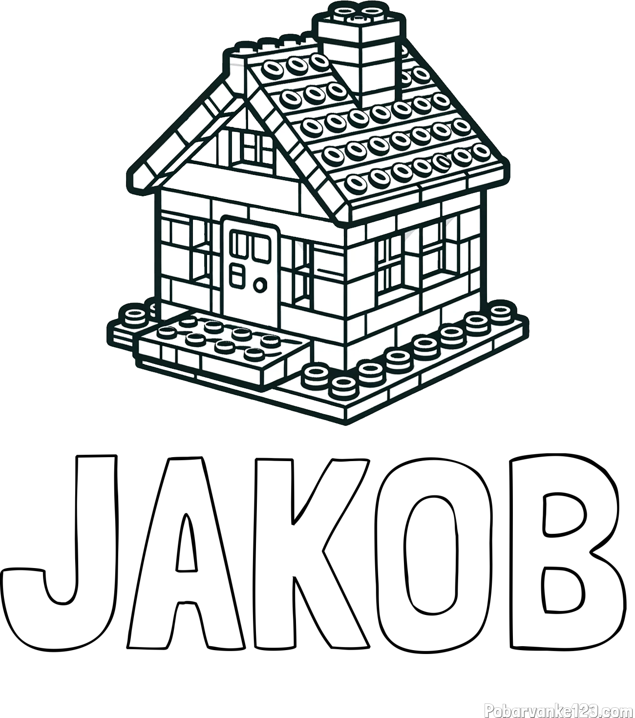 Pobarvanka imena JAKOB in pobarvanka LEGO hiške