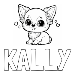 Online izdelana pobarvanka - Pobarvanka imena KALLY in pobarvanka čivave