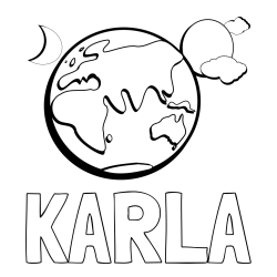 Online izdelana pobarvanka - Pobarvanka imena KARLA in pobarvanka planeta Zemlje, lune ter sonca
