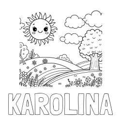 Online izdelana pobarvanka - Pobarvanka imena KAROLINA in otroška pobarvanka narave