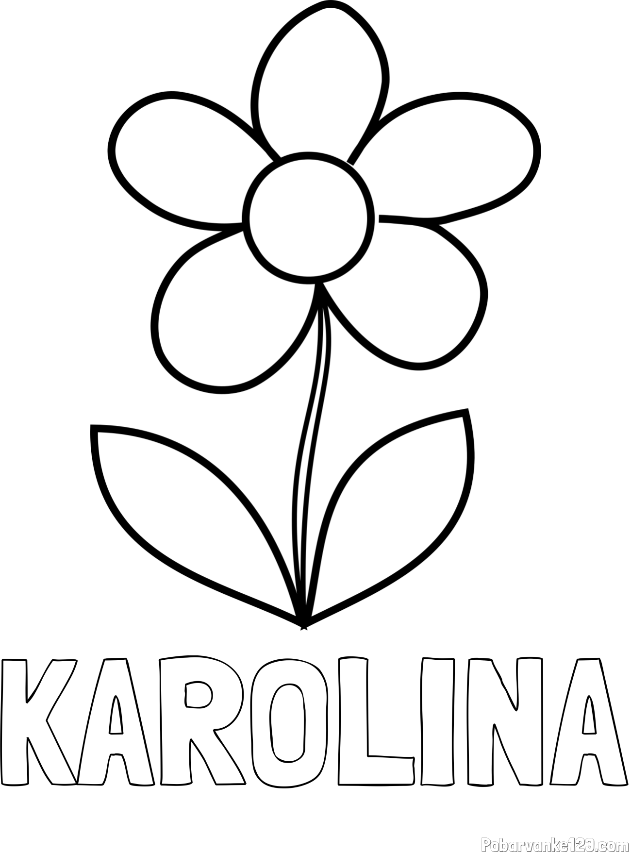 Pobarvanka imena KAROLINA in otroška pobarvanka rože