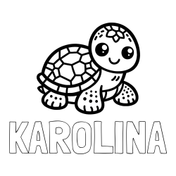 Online izdelana pobarvanka - Pobarvanka imena KAROLINA in otroška pobarvanka želve