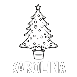 Online izdelana pobarvanka - Pobarvanka imena KAROLINA in pobarvanka lepe božične smrečice